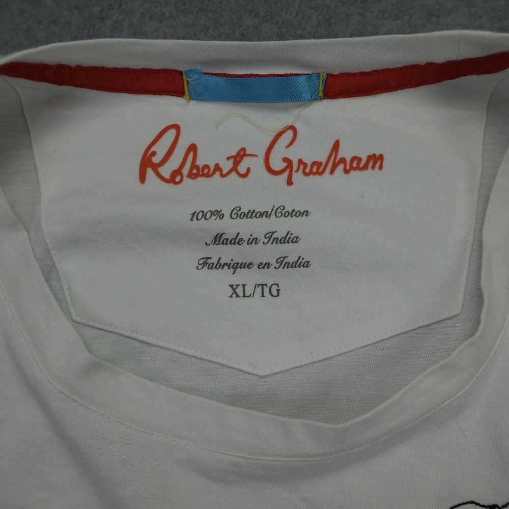Robert Graham Shirt Mens XL White Gothic Graphic Skull Crow Roses Tee - Picture 7 of 14